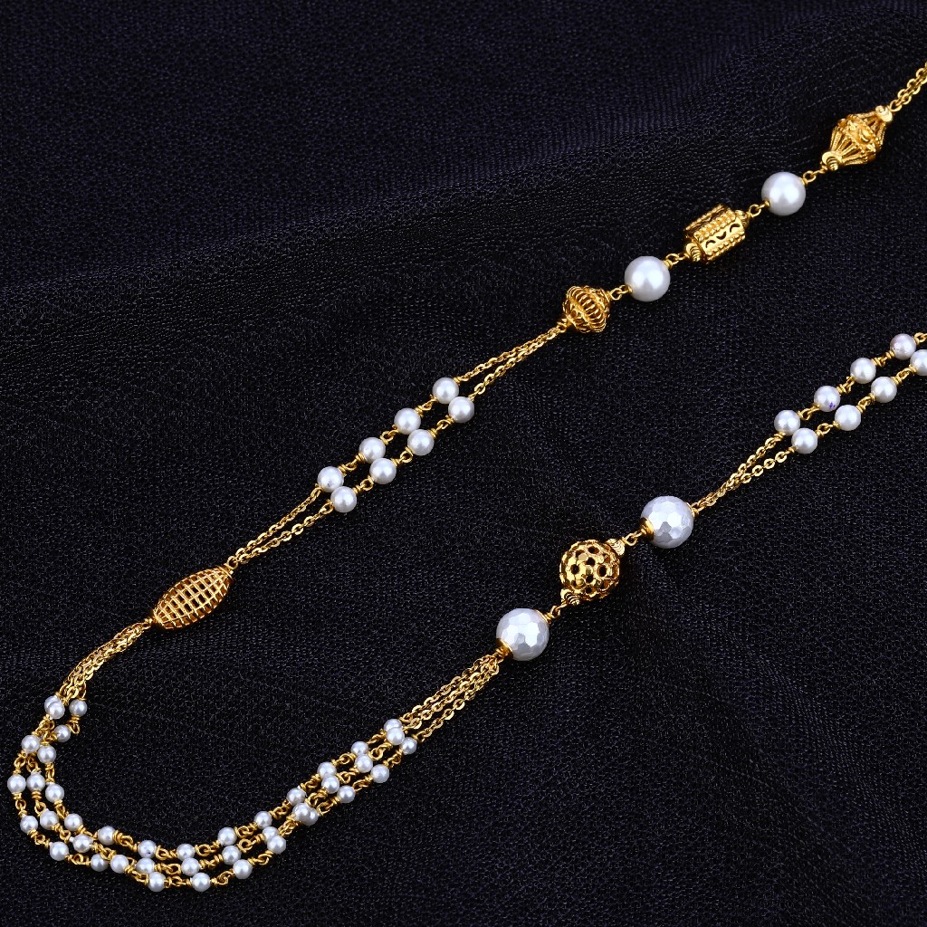 Ladies White Moti Delicate 22K Gold Mala-AC101