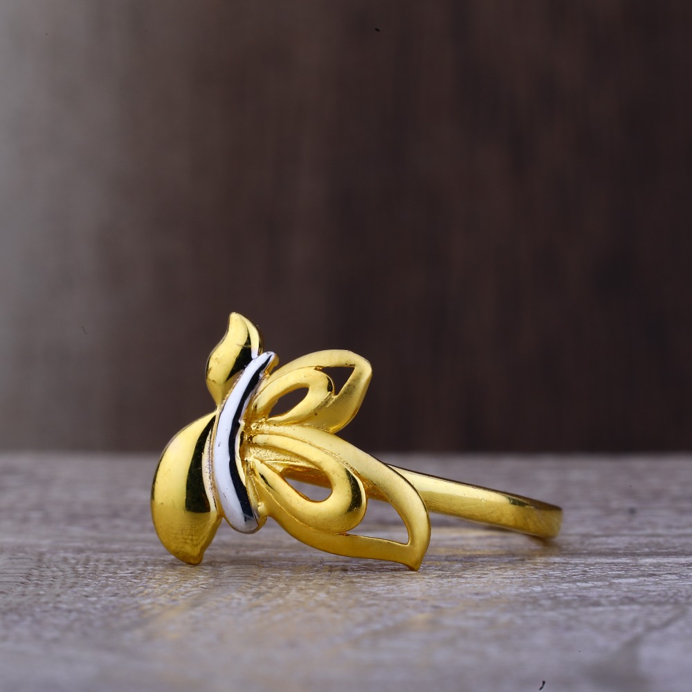Ladies 22K Gold Designer CZ Ring -LPR93