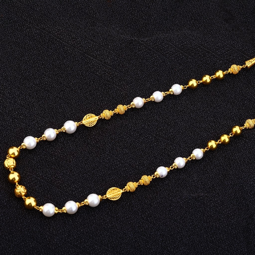Ladies White Moti Delicate Fancy 22K Mala-AC163