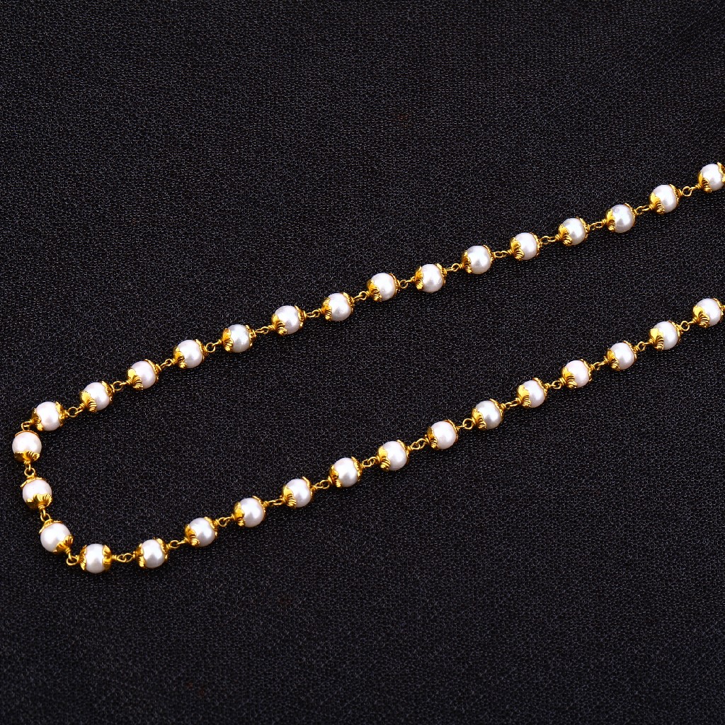White Moti Designer Gold ChainMala-AC155