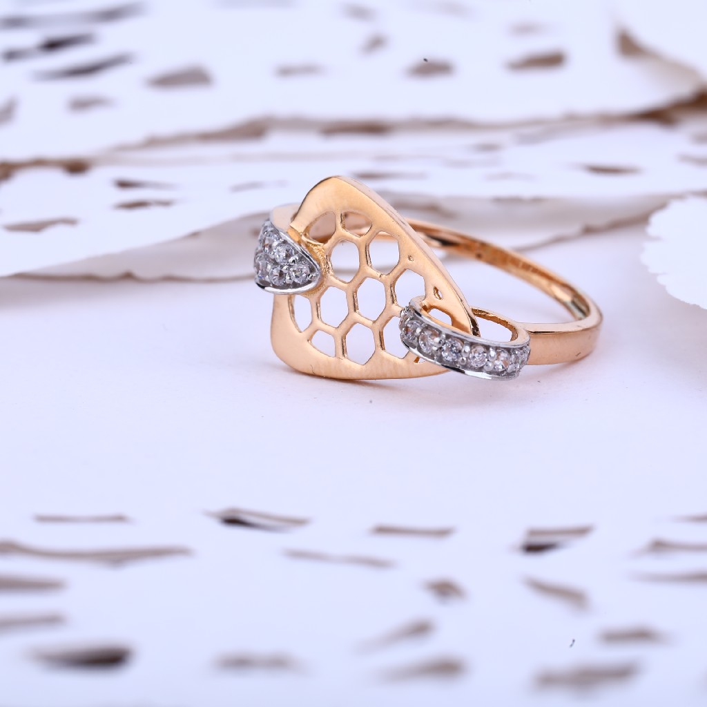 Ladies Rose Gold Designer Delicate Cz Ring-RLR399