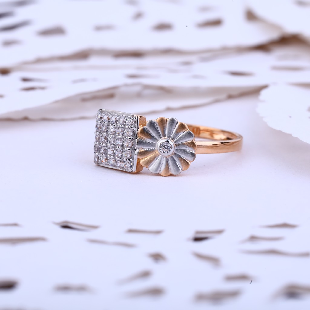 Delicate Rose Gold 18K Ladies Cz Ring-RLR397