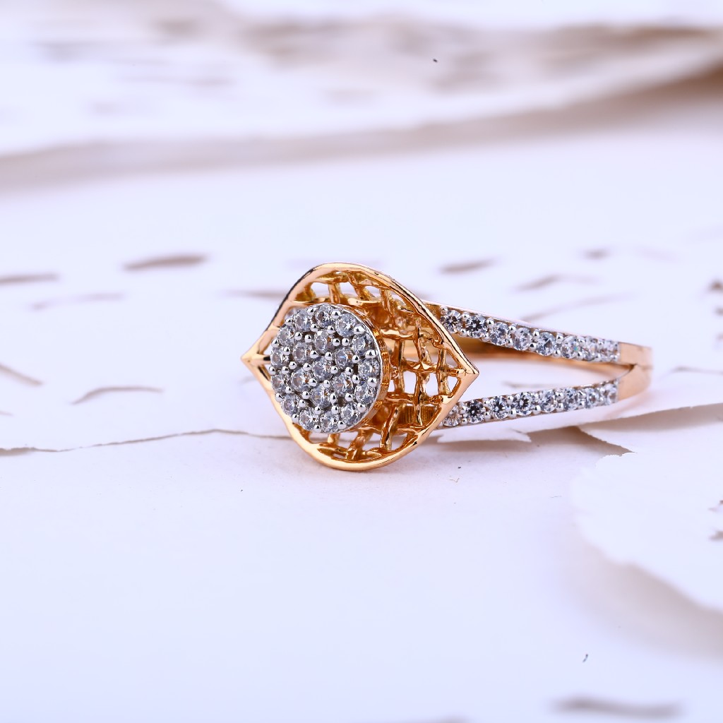 Rose Gold 18K Ladies Cz Ring-RLR385
