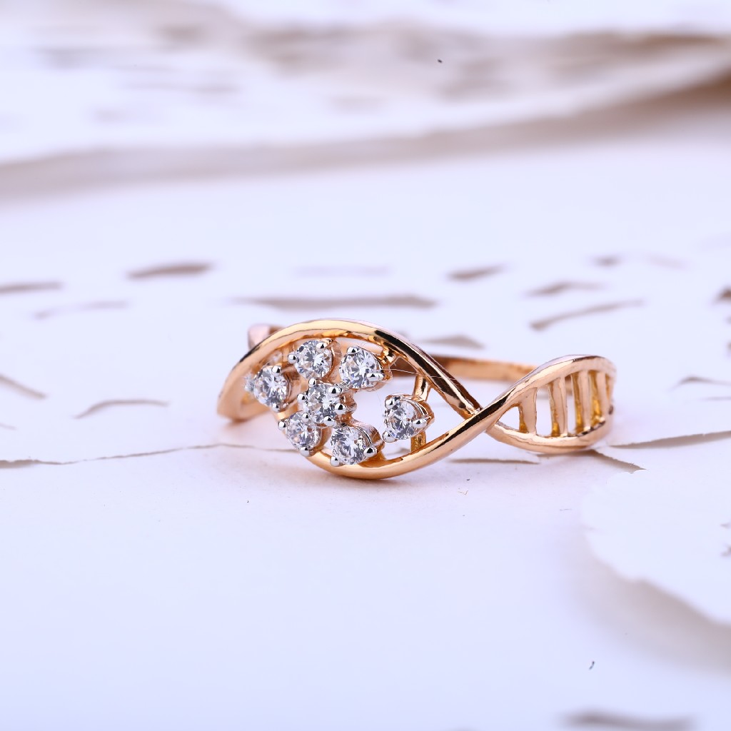 Ladies Rose Gold Designer Delicate 18K Ring-RLR384