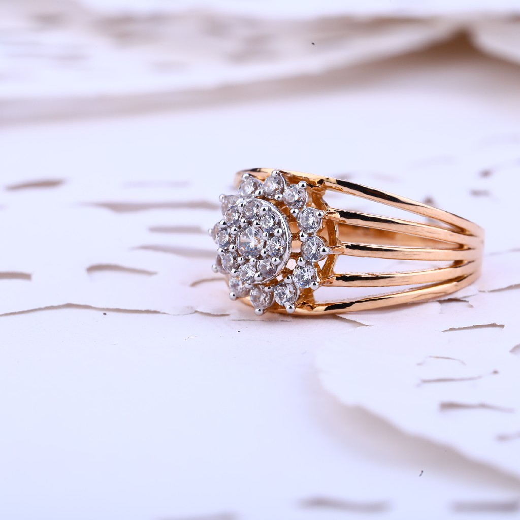 Rose Gold 18K Ladies Fancy Cz Ring-RLR380
