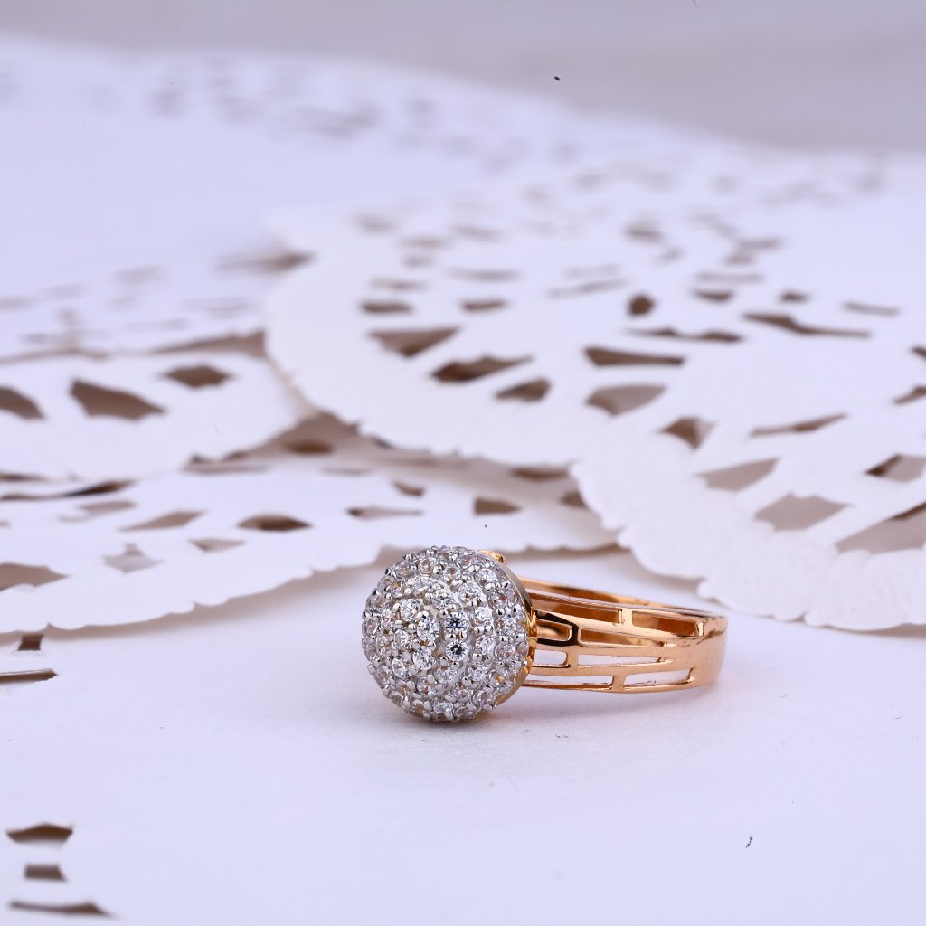 Ladies Rose Gold 18K Cz Ring-RLR362