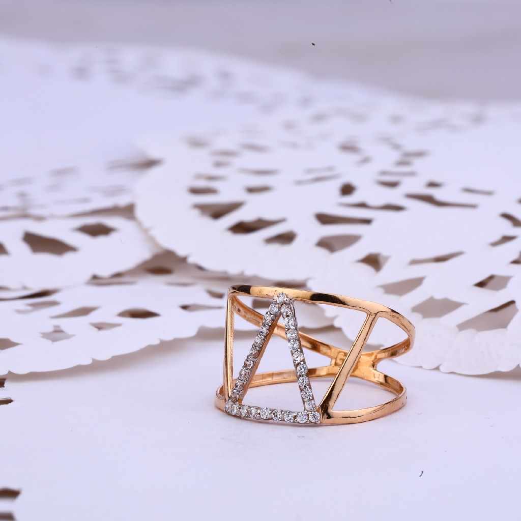 Ladies 18K Fancy Rose Gold Cz Ring-RLR360