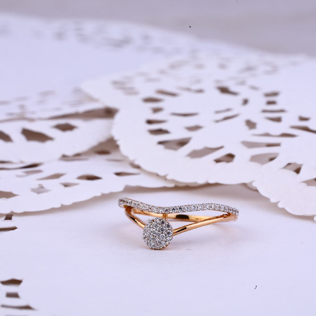 Ladies 18K Rose Gold Delicate Cz Ring-RLR347