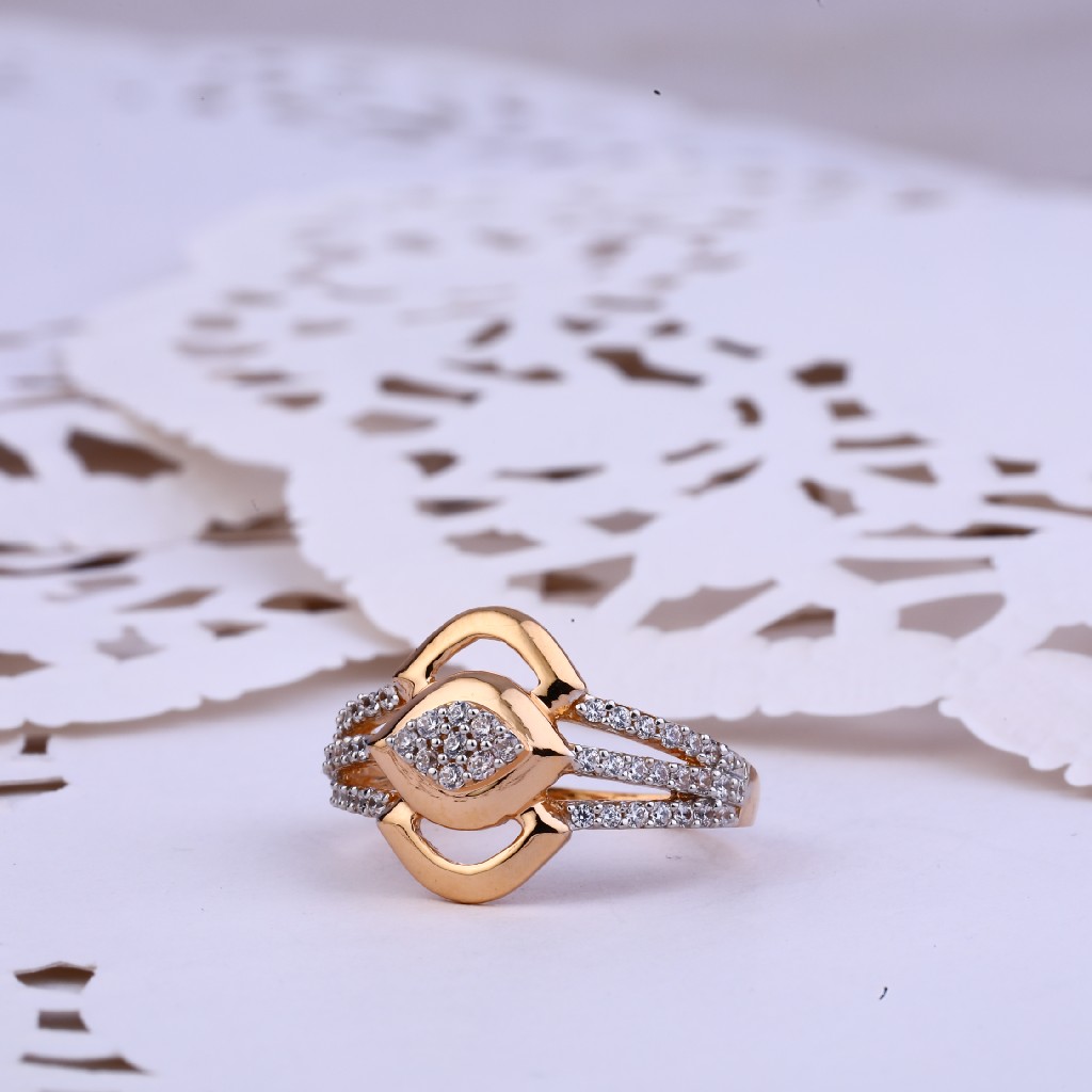 Rose Gold Cz 18K Ladies Ring-RLR336