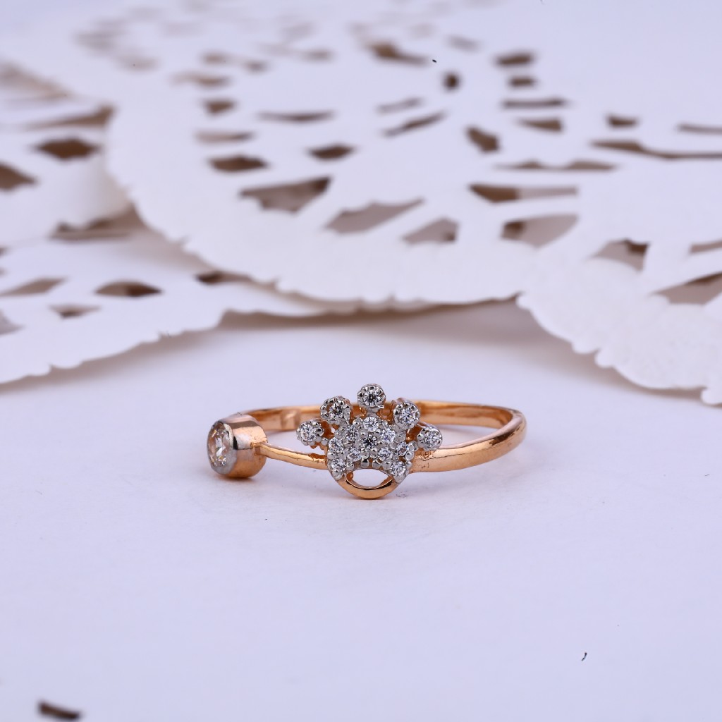 Rose Gold Fancy 18k Cz Ring-RLR328