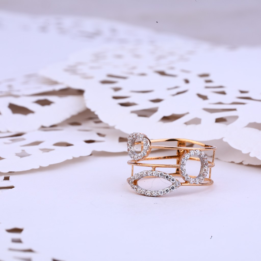 Ladies 18K Rose Gold Designer Delicate Ring-RLR313