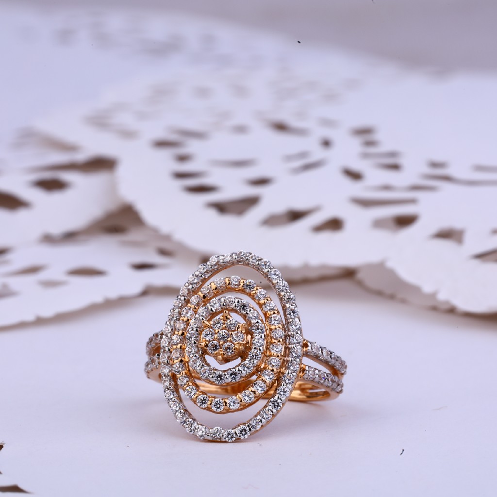 Ladies Rose Gold Designer Long Cz Ring-RLR291
