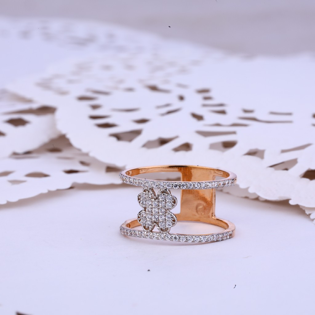 Ladies Rose Gold Designer 18K Cz Ring-RLR279