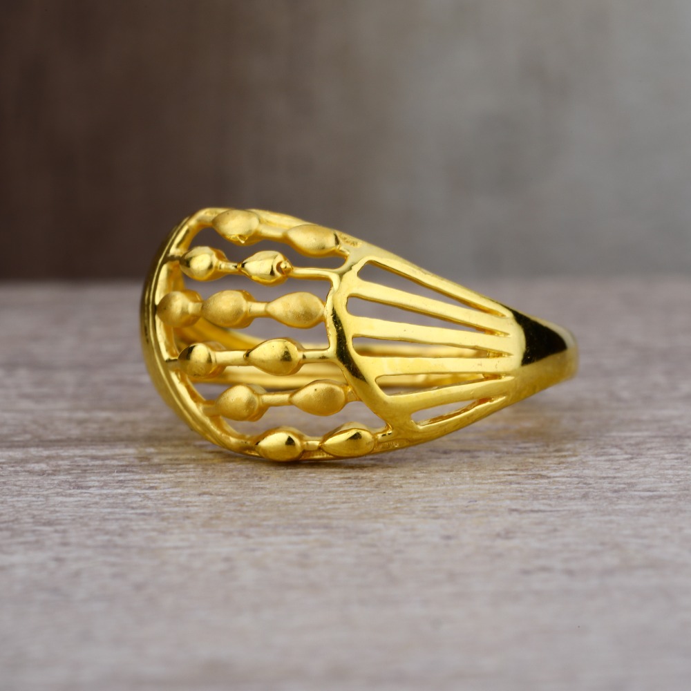 Ladies 22K Gold CZ Plain Ring -LPR15