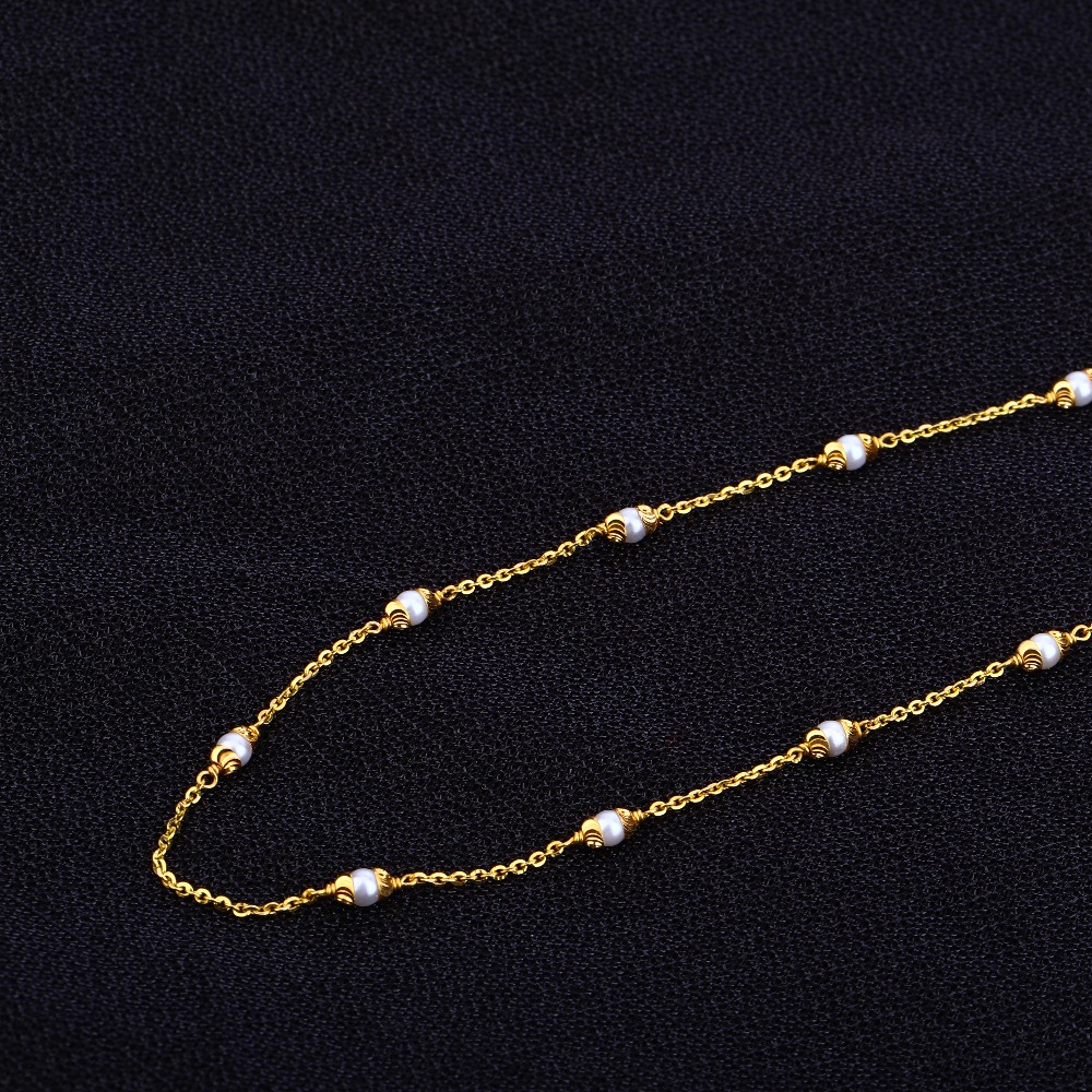 Ladies 22k Gold Fancy Chain Mala -AC59