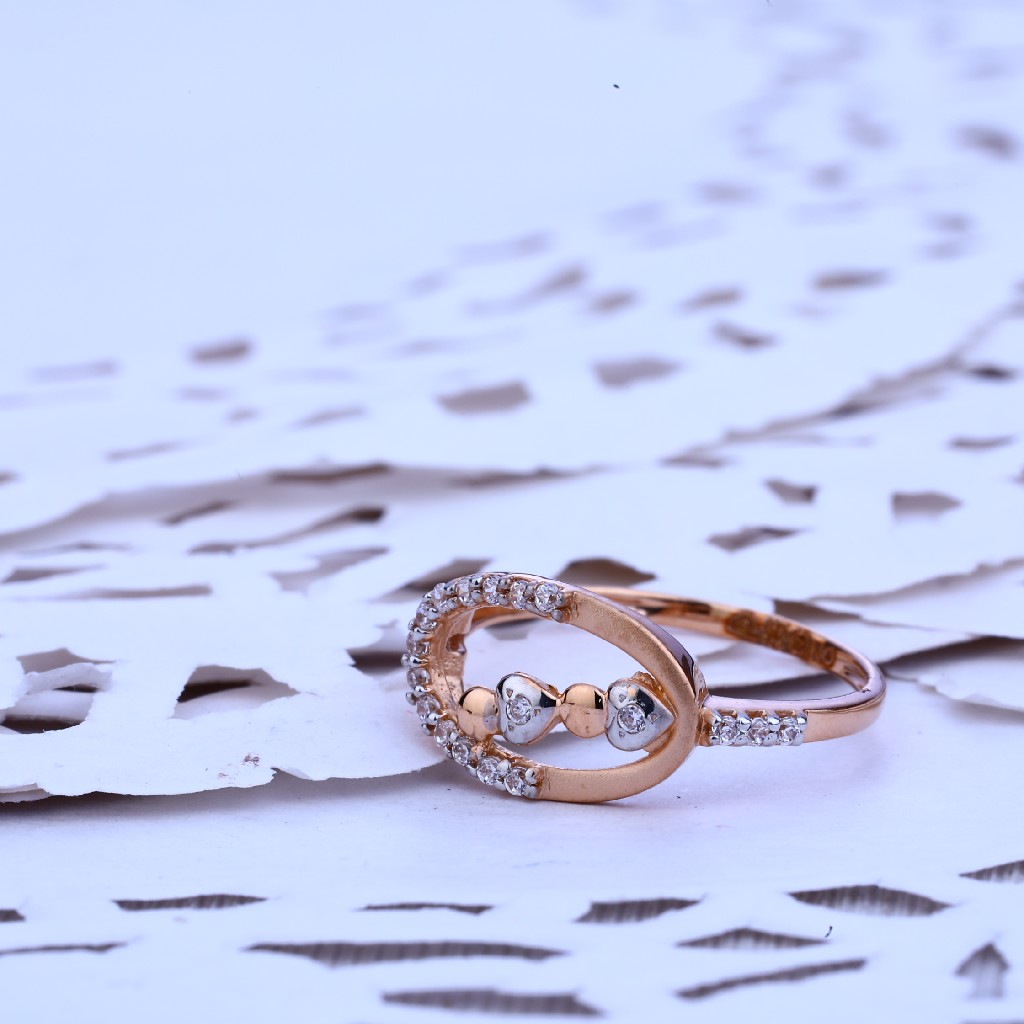 Ladies Rose Gold Cz 18K Ring-RLR232