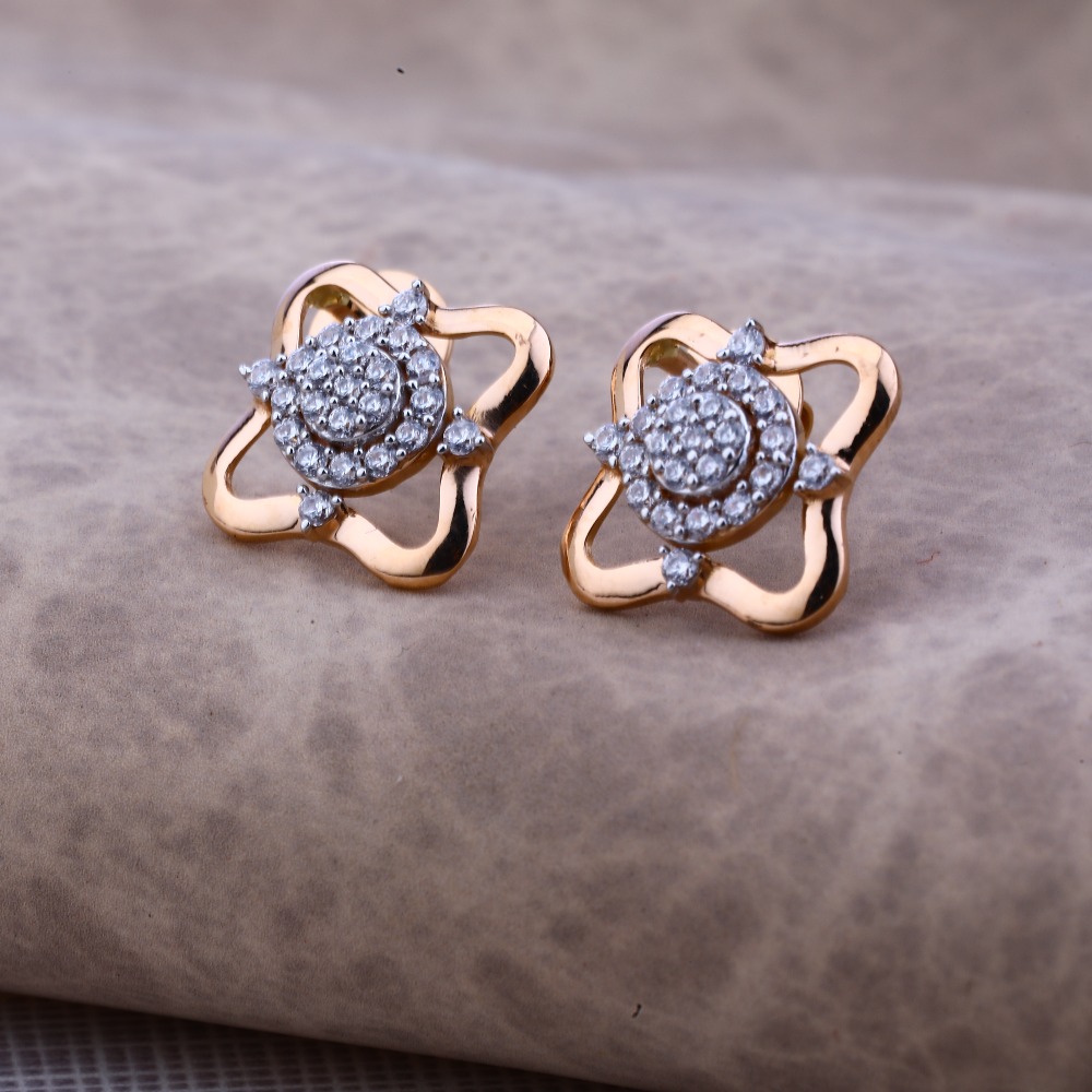 Ladies 18K Rose Gold Stylish Designer Earring -RE56