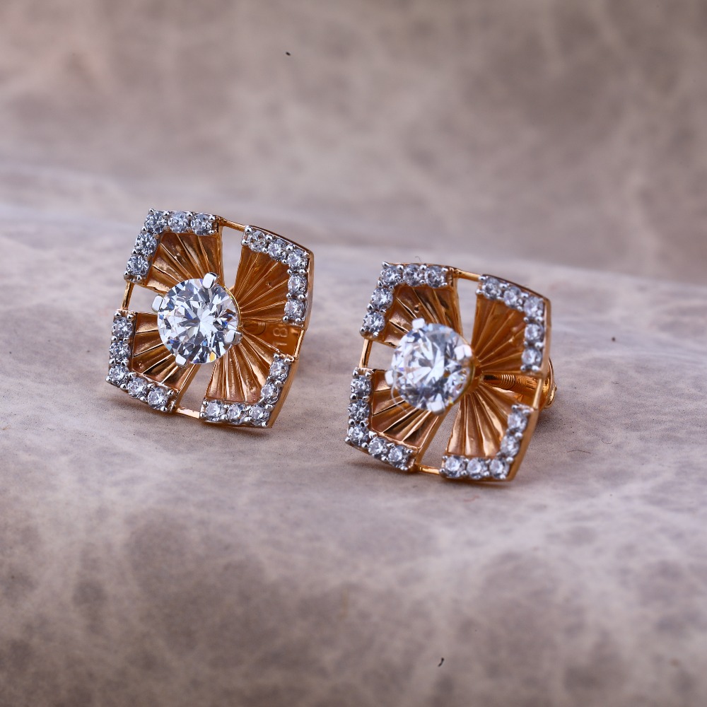 Ladies 76 Rose Gold Designer CZ Earring -RE53