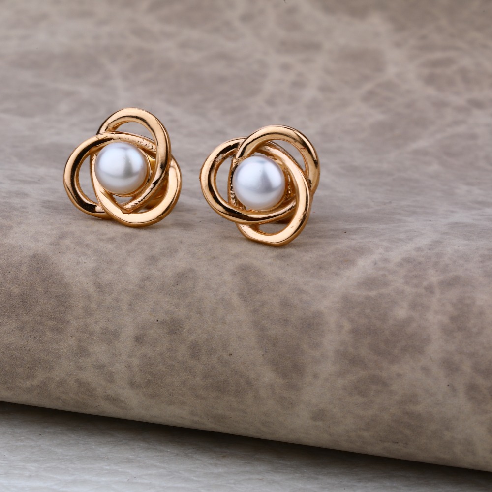 Ladies 18K Rose Gold CZ Earring -RE21