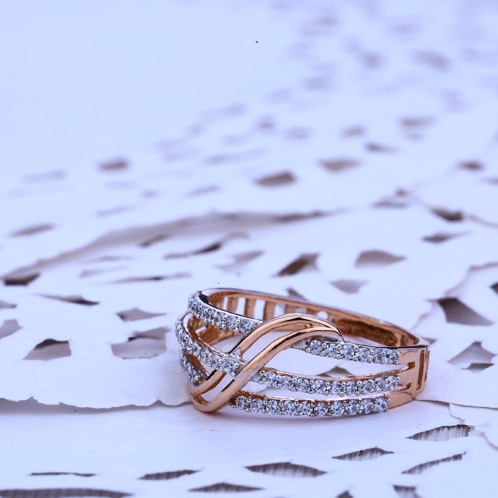 Ladies RoAe Gold Delicate 18K Cz Ring-RLR189