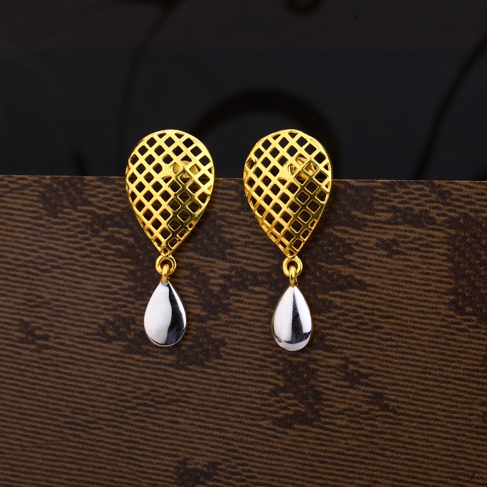Ladies 22K Gold Designer CZ Earring -LPE196