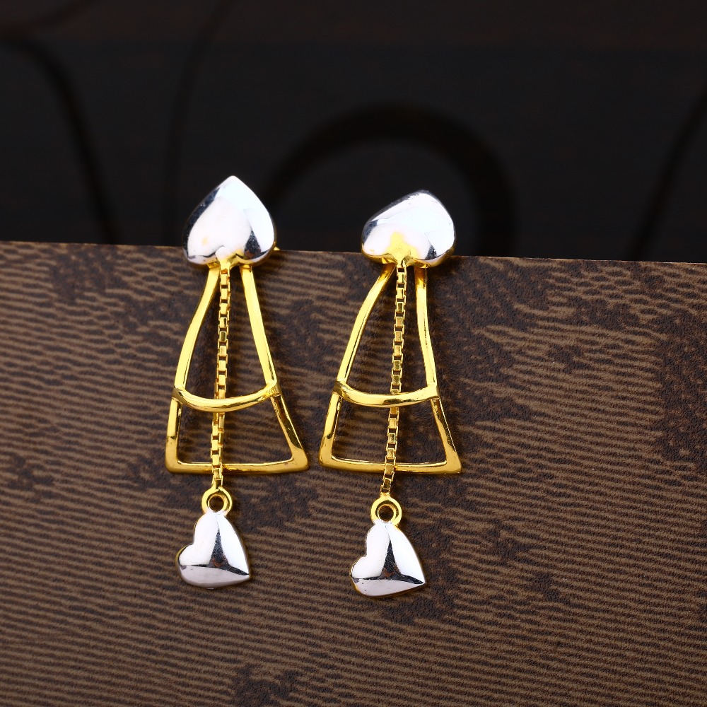 Ladies 916 Gold CZ Plain Earring -LPE168