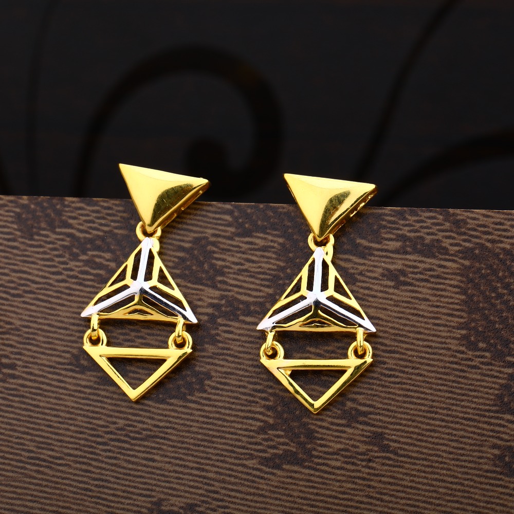 Ladies 22K Gold Plain Earring -LPE161