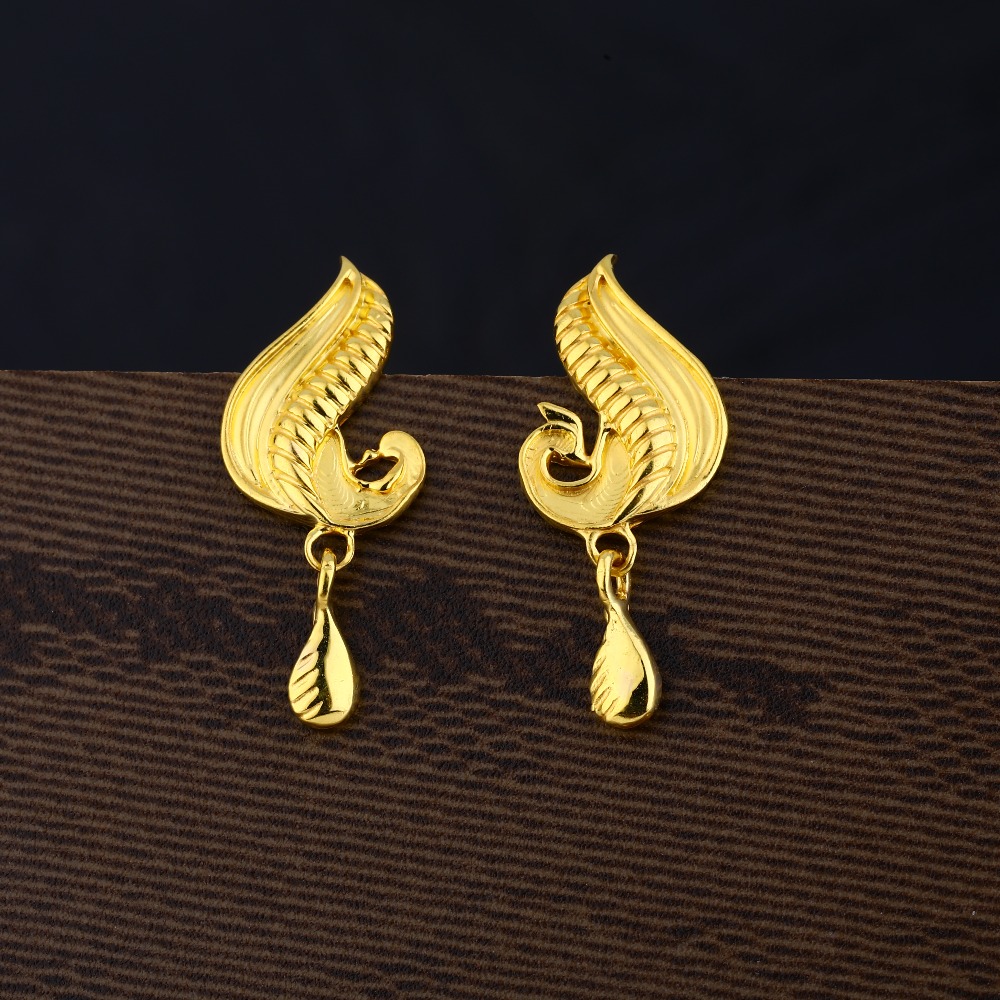 Ladies 22K Gold Fancy Cz Earring -LPE136