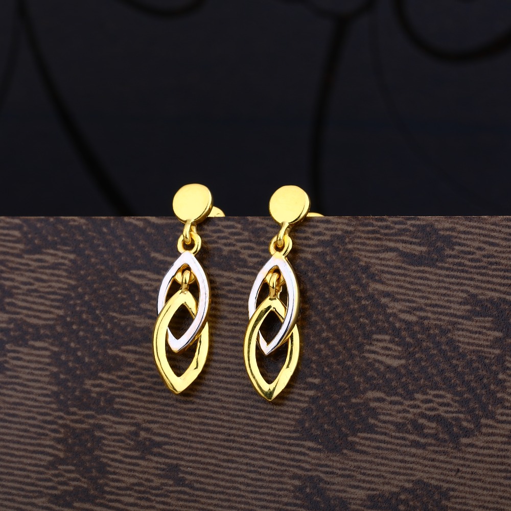 Ladies 916 Gold Casting Plain Cz Earring -LPE96