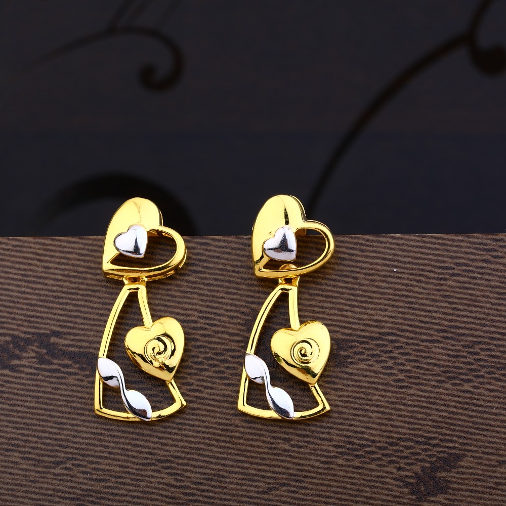 Ladies 916 Gold Long Plain Earring -LPE34