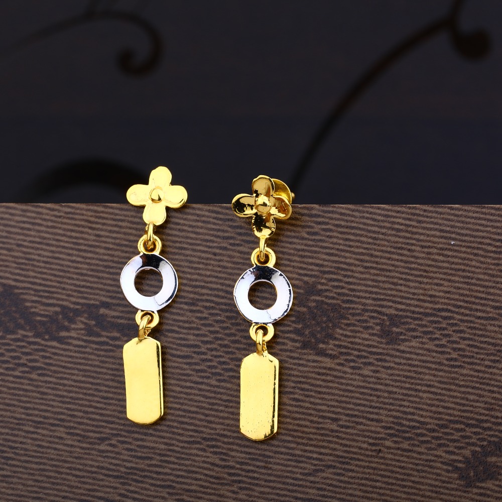 Ladies 22K Gold Long Plain Earring -LPE33