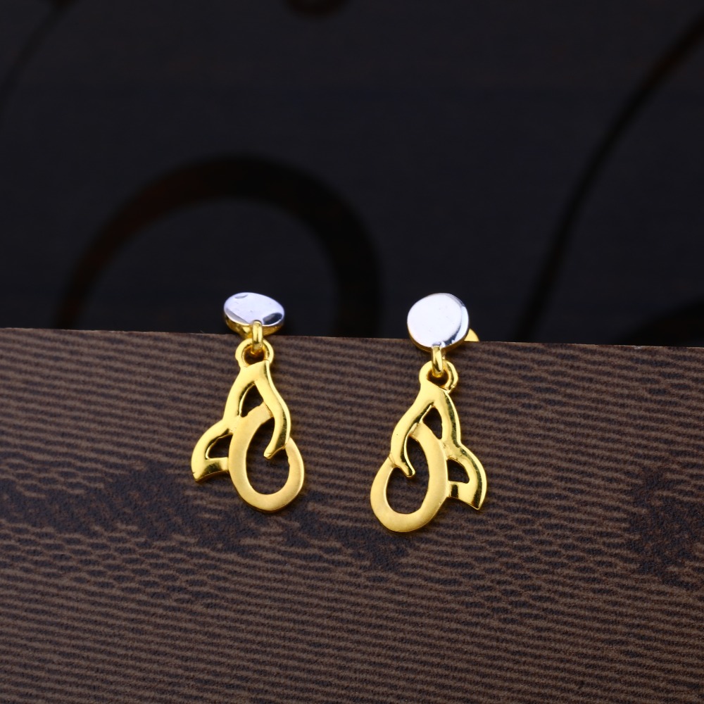 Ladies 916 Gold Designer Plain Earring -LPE24