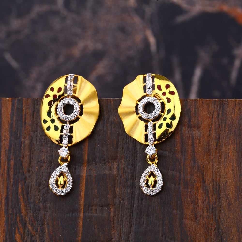 Ladies 916 Gold Designer Round Earring -LFE275