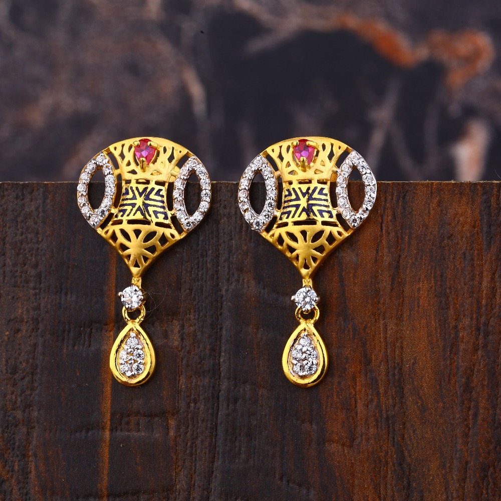Ladies 22K Gold New Fancy Earring -LFE244