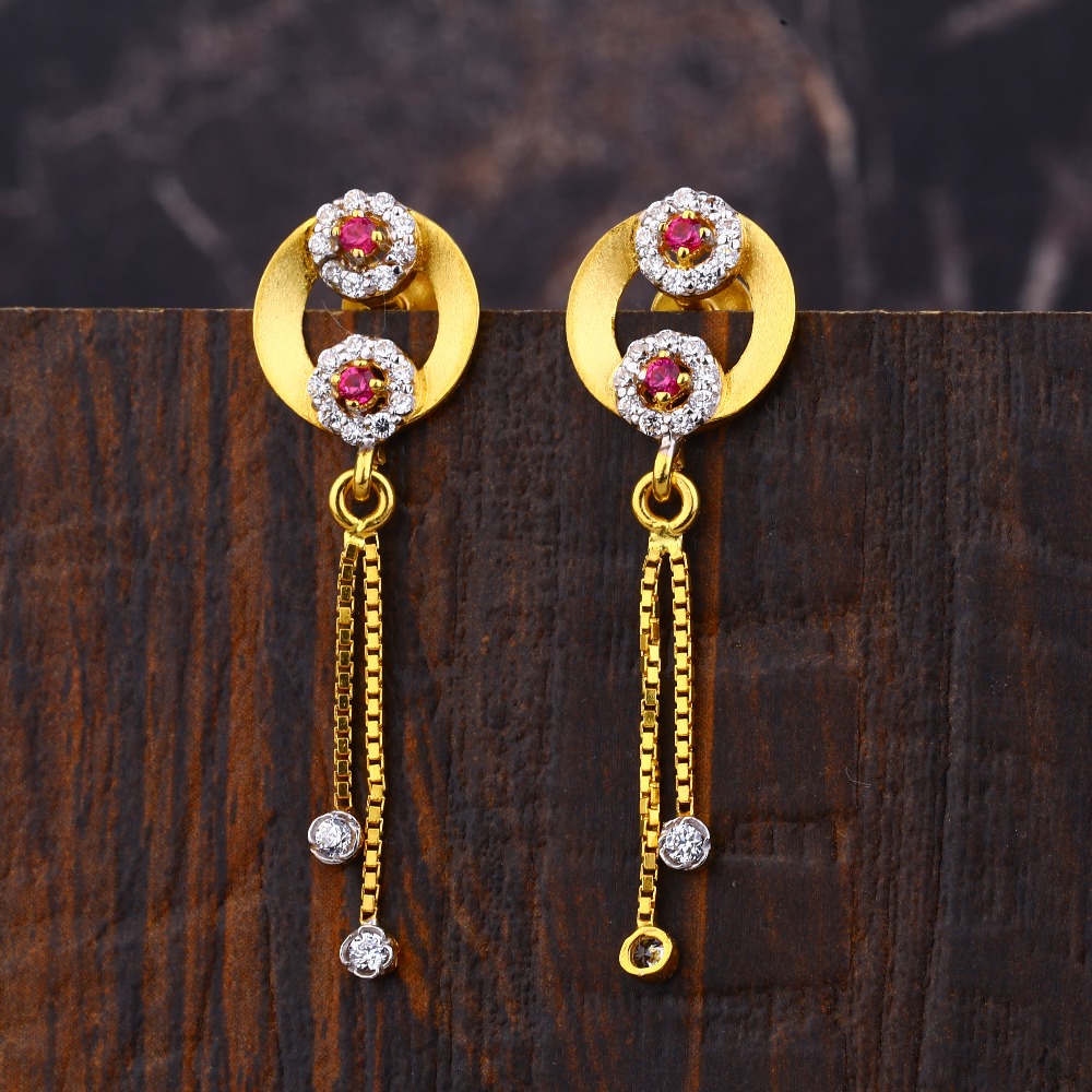 Ladies 22K Gold Latkan Fancy Earrings -LFE205
