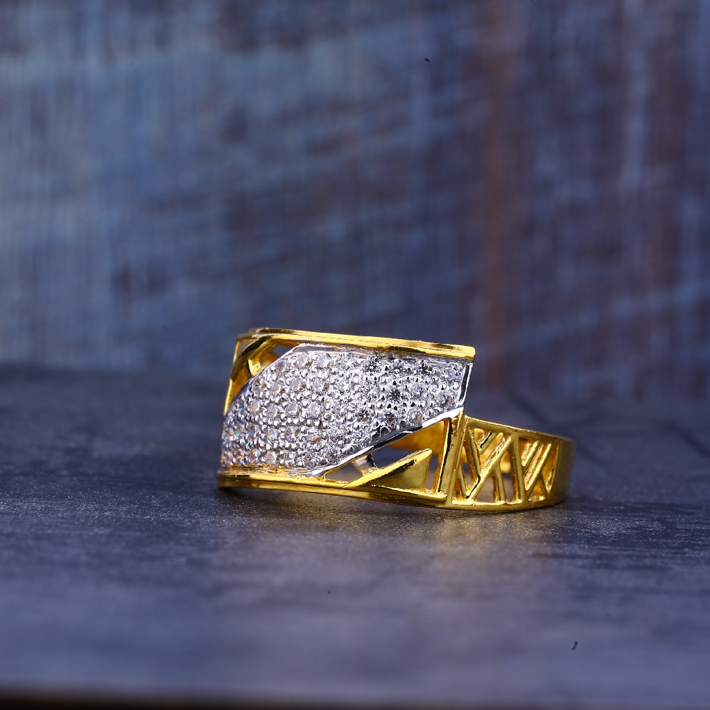Mens Gold 22K Fancy Cz Ring-MR430