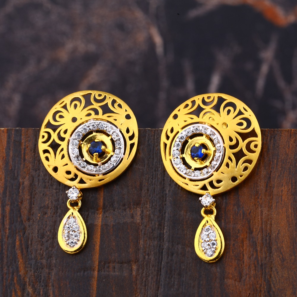 Ladies 22K Gold Daily Wear Earrings -LFE169
