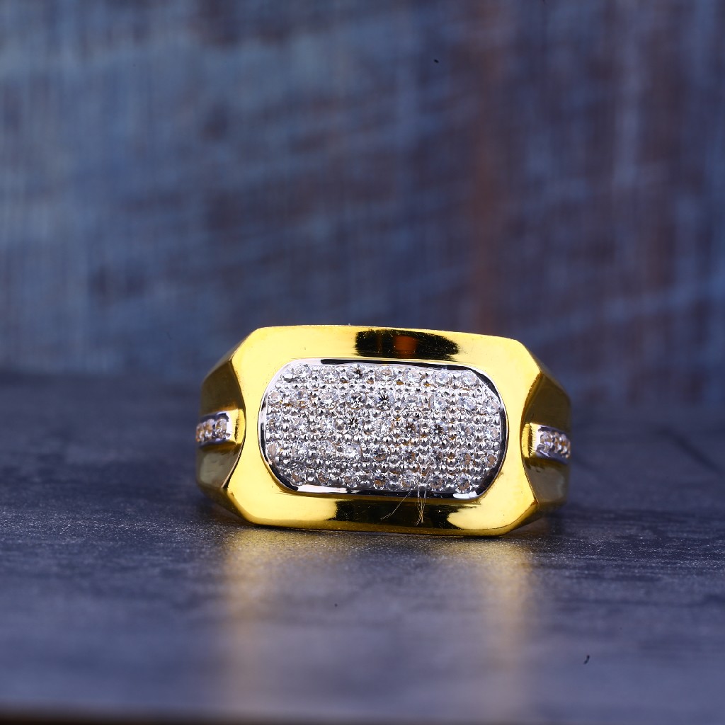Mens 22K Gold Casting Diamond Ring-MR406