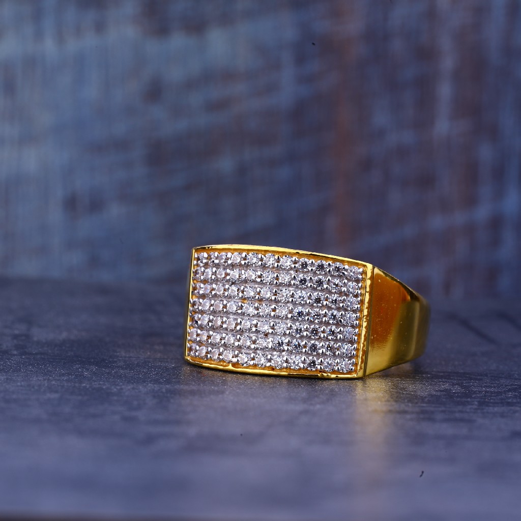 Mens 22K Gold Cz Fancy Ring-MR386