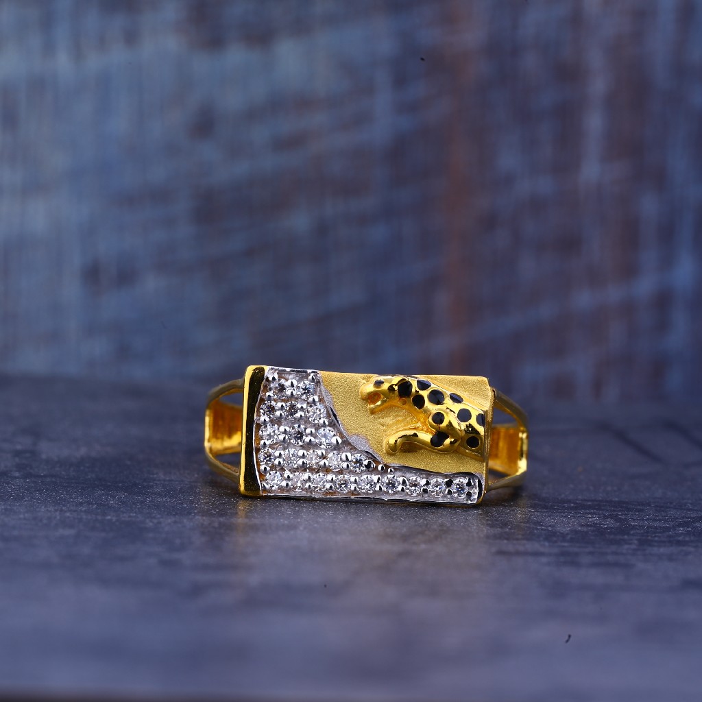 Mens 22K Gold Jaguar Cz Ring-MR377