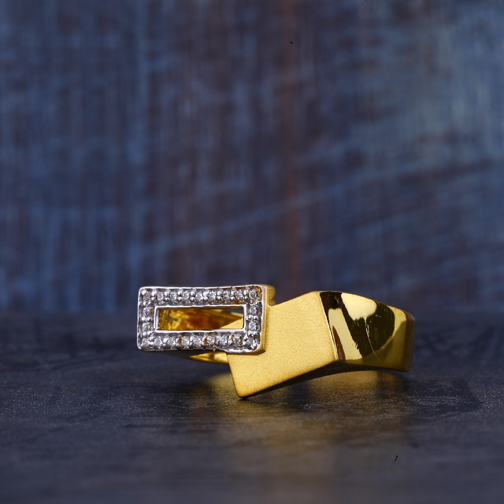 Mens 22K Gold Cz Ring-MR373