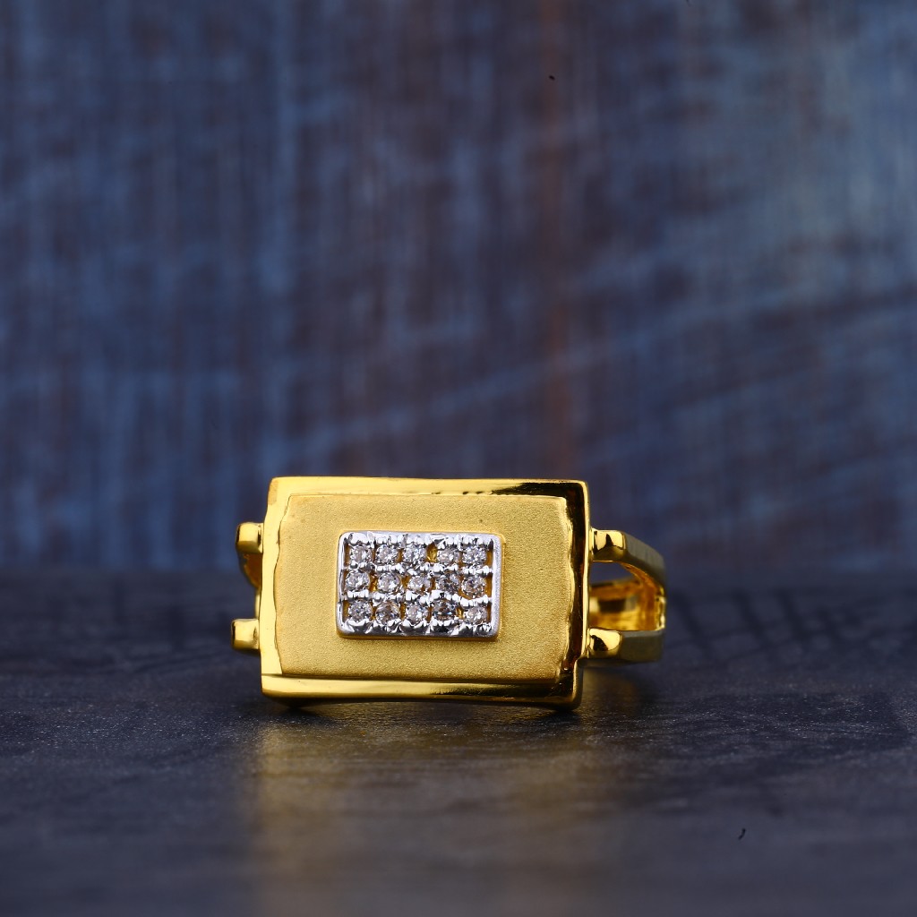 Mens 22K Gold Cz Ring-MR362
