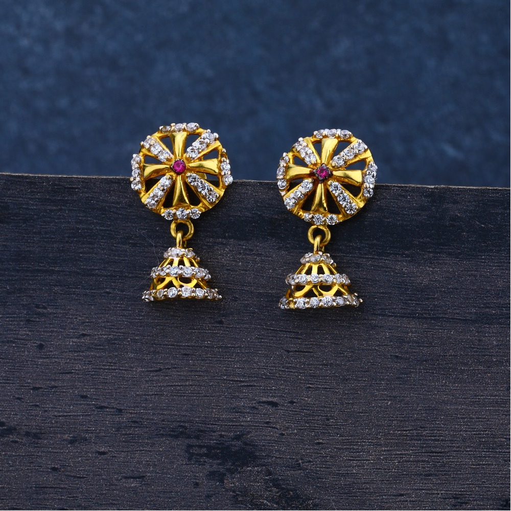 Ladies 916 Gold Casting Jummar Earrings -LJE89