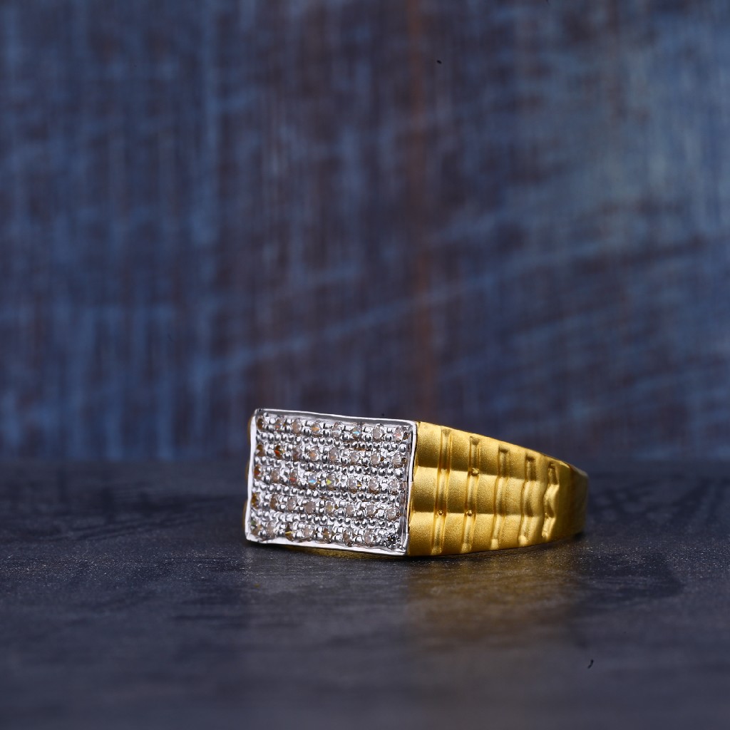 Mens Fancy Cz Gold Ring-MR342