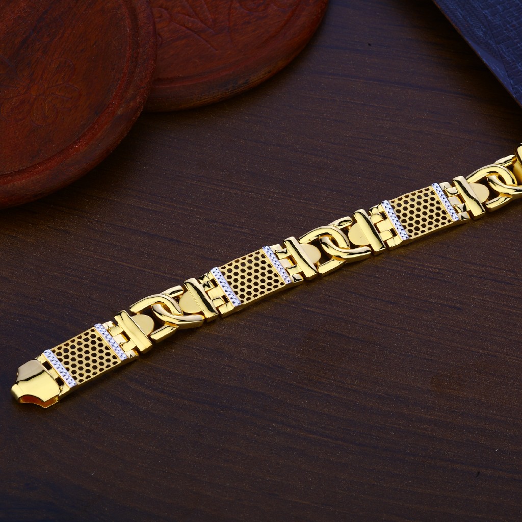 Mens Gold Fancy Plain Bracelet-MPB121