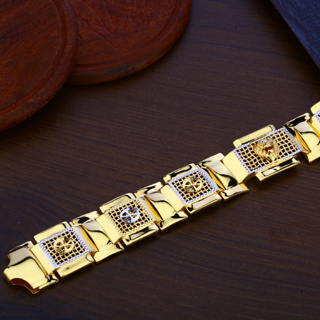 Mens Gold 916 Cz Bracelet-MPB112