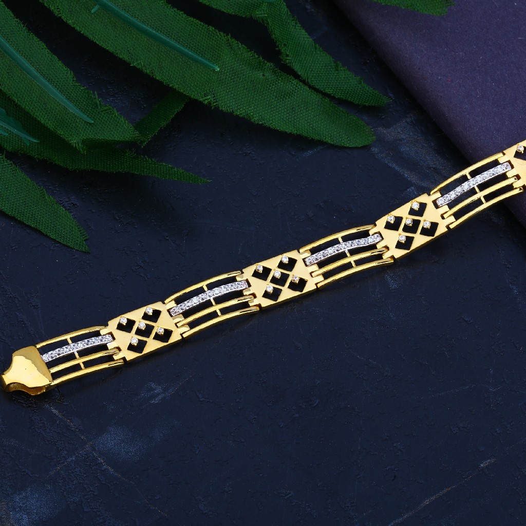 Mens 916 Gold Bracelet-MCB60