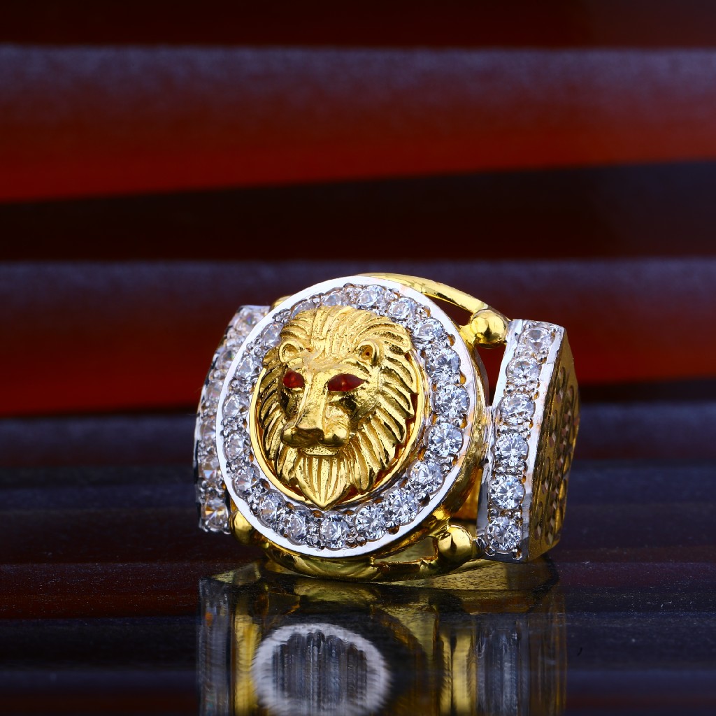 Mens Lion Gold Ring-MHR53