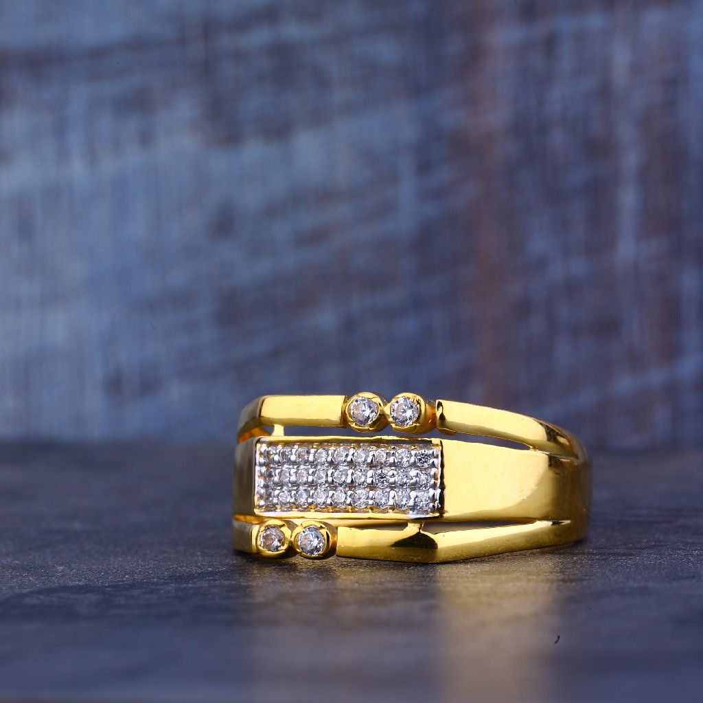 Mens 916 Gold Cz Ring-MR199