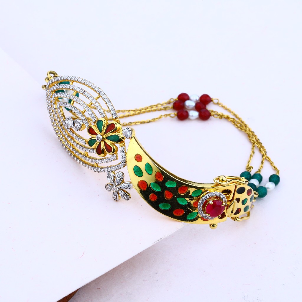 Ladies 18K Gold Italian Kada Bracelet-LIB26